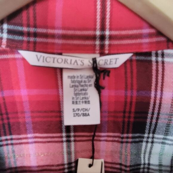 VICTORIA'S SECRET Flannel Plaid Long Pajama Top Small - Picture 2 of 5